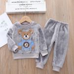 18kg Winter Toddler Unisex Children Thermal Bear Flannel Pajamas Set OEM