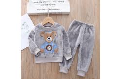 China 18kg Winter Toddler Unisex Children Thermal Bear Flannel Pajamas Set OEM supplier
