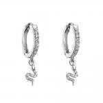 Animal Zircon Snake Shape Earrings Micro Silver Plated Crystal Hoop Earrings