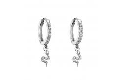 China Animal Zircon Snake Shape Earrings Micro Silver Plated Crystal Hoop Earrings supplier