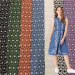 Blue Embroidery Pattern Knit Jean Denim Fabric 54.5 Stretch Denim Material