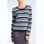 WOMEN'S 37/33/25/5 VISCOSE/NYLON/LAMBSWOOL/CASHMERE RIB STRIPE SWEATER for sale