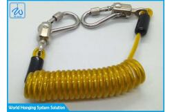 China Anti Lost Coiled Wire Cable Tool Lanyard With Aluminum Screw Lock Carabiner supplier
