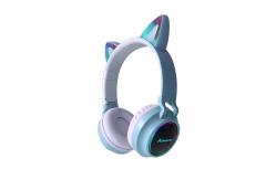 China 1KHz Foldable Bluetooth Earphones LED Cat Ear Design Sound Surrounding Headphone supplier