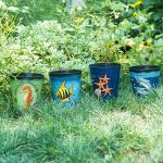 Round Flower Pot Metal Garden Ornaments Decorative Mediterranean Style for sale