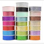 Christmas Polyester Sparkle Green Glitter Ribbon For Gift Wrapping with Customized Color for sale
