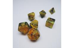 China Yellow And Black Marble Resin RPG Dice Desktop Game Dice Set supplier