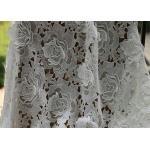 White Water Woluble French Polyester Guipure Lace Fabric With 3D Flower Design