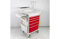 China Custom Healthcare Medical Trolley On Wheels , Hospital Medication Cart With Side Hooks supplier