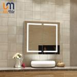Aluminium LED Light Wall Decor Bathroom Mirror Cabinet with Touch Sensor and LED Clock for sale