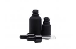 China Frosted Black Essential Oil Bottles 50ml Cylinder Package Screen Printing supplier