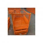 Stackable Wire Mesh Storage Foldable Metal Cage Bins , Collapsible Stackable Steel Pallet Bins for sale