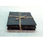 Rough Rim Plain Stone Coasters , 4 Black Slate Coasters Natural Surface for sale