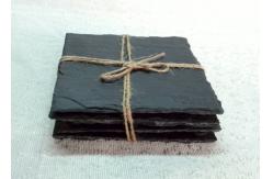 China Rough Rim Plain Stone Coasters , 4 Black Slate Coasters Natural Surface supplier