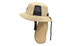 China Custom Logo Fisherman Bucket Hat 100% Poylester With Scarf Protection On Sun supplier