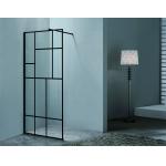 Modern Frameless Shower Enclosure With Black Frame Stripes Glass And Alum Frame for sale
