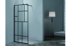China Modern Frameless Shower Enclosure With Black Frame Stripes Glass And Alum Frame supplier