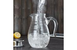 China Handmade 1800ml Pyrex Juice Carafe With Lid , Handled Large Glass Pitcher supplier
