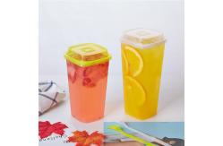China Square Disposable Plastic Cups With Lids 22oz Bubble Tea Cup Custom Logo supplier