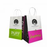 Flat Bottom Kraft Shopping Bags With Handles For Packaging Weed Gummies for sale