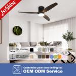 Wooden Blades Flush Mount Smart APP Control Ceiling Fan With Light