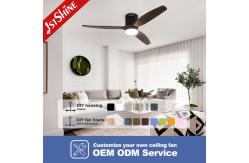 China Wooden Blades Flush Mount Smart APP Control Ceiling Fan With Light supplier