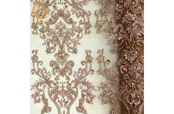 China A4 Pattern Embroidered Beaded Dress Lace Fabric With Pearls Decoration supplier