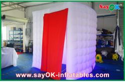 China Camber Inflatable Party Photo Booth Windproof With LED Light And Red Curtain supplier