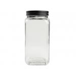 Clear 400ml Spice Herbs Square Glass Jars With Lid for sale