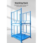 Supermarket Galvanized Stackable Metal Racks Foldable Cargo Storage Roll Container