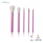 OEM ODM 5pce Makeup Brush Travel Set With Purple Short Plastic Handle for sale