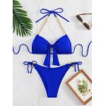 Sexy Bikini Style Swimwear For Women Pure Color The New Type Comfortable Durable Blue Color for sale