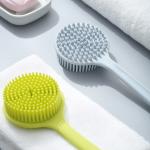 Non Slip Colorful Soft Bristle Massage Silicone Shower Brush for sale