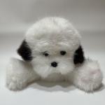 Lying White Puppy Plush Toy Long Fur Healing Dog Doll Soft Soothing Hugging Pillow for sale