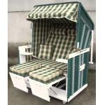Modern White And Green Roofed Wicker Beach Chair & Strandkorb For Outdoor for sale