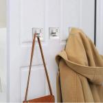 Durable and Waterproof Stainless Steel Adhesive Hooks for Bathroom and Kitchen