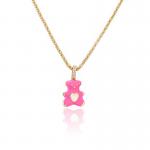 Colorful 24k Gold Jewelry Enamel Bear Zircon Pendant Necklace for sale