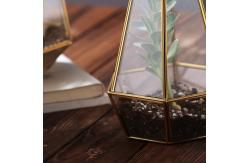 China Custom Large Crystal Vases , Clear Gold Geometric Vase Metal + Glass Material supplier