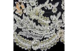 China Decorative Beaded Lace Trim Water Soluble Embroidery 135cm Width supplier