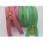 Colorful Women Brass Metal Dress Zips Length Customized For Garments / Wallet for sale