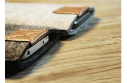 China Light Grey 10*16 Cm Felt Phone Pouch Multifunction With Logo Customized supplier