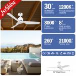 White ABS Blades No Light DC Motor Ceiling Fan With Remote Control
