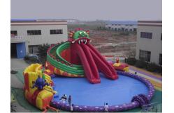 China Large Scale Inflatable Water Parks / Dragon Pool And Slide Inflatables supplier