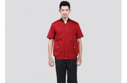 China Standing Collar Industrial Work Uniforms Two Triangle Pockets Blended Twill supplier
