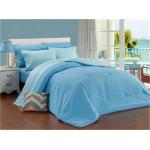Comforter Set 3pcs Polycotton Combed Cotton Blend Solid Bedding Set Solid Color Embroided Pillow for sale
