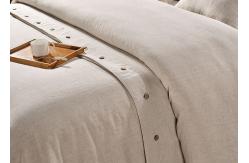China Pure Linen Wooden Buttons Modern Bedding Sets 4Pcs Real Simple Logo Customized supplier