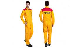 China Orange Automotive Industrial Work Uniforms With Velcro Removable Wristband supplier