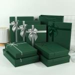 Customized Rectangular Gift Box With Lid And Dark Green Packaging Box With Bow Photo Album Clothing Gift Box for sale
