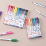 Student Plastic Double Line Contour Pen Graffiti Handbooks Multi Color Highlighter Pen for sale