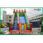 Inflatable Slippery Slide Safety PVC Tarpaulin Inflatable Bouncer Slide Yellow / Green Color For Playing for sale